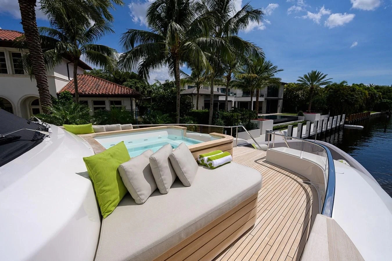 a pool with towels on it aboard PEARL Yacht for Sale