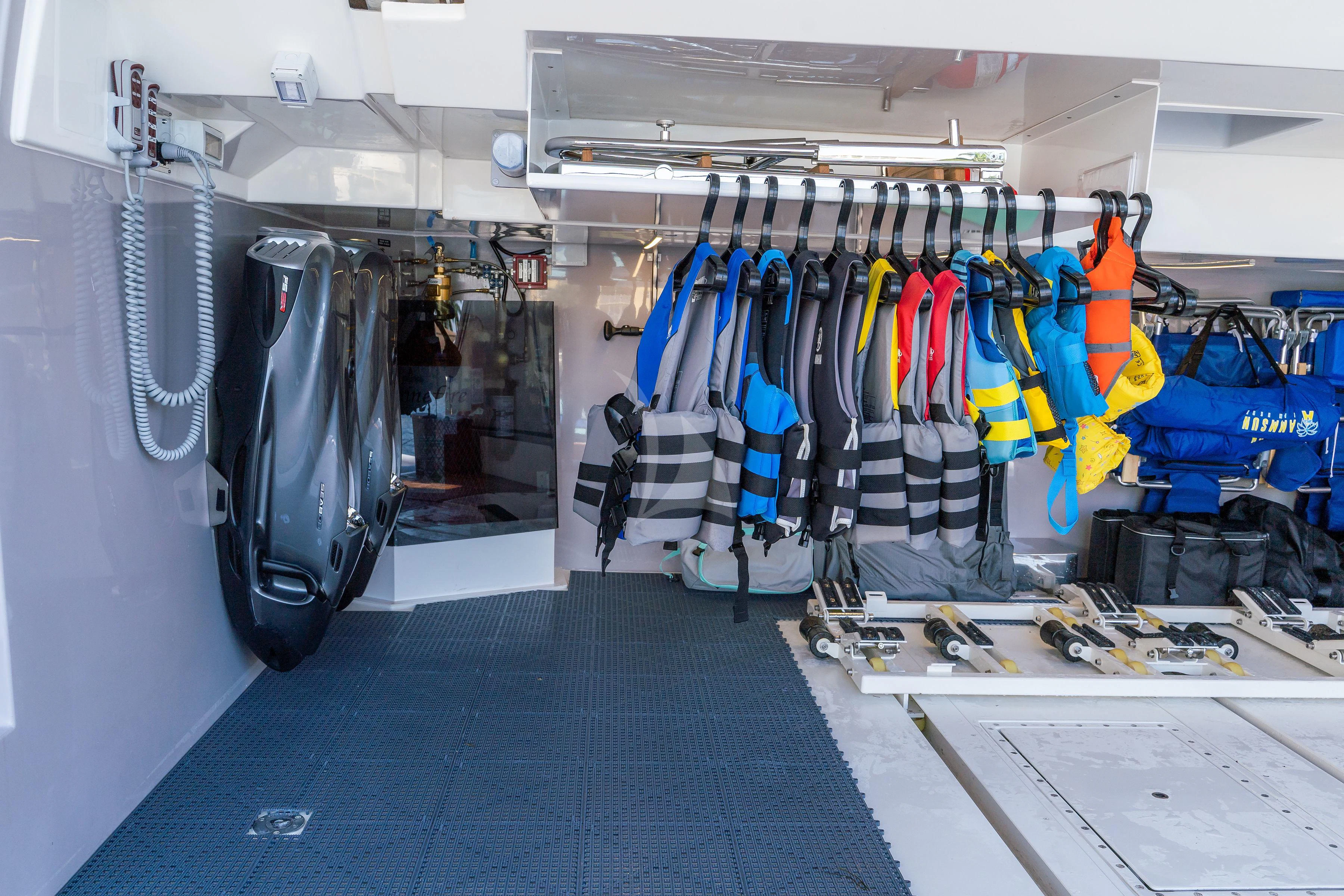 a large machine with many wires aboard PEARL Yacht for Sale