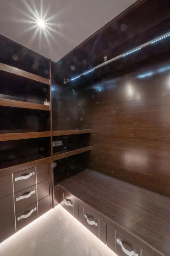 a room with a large ceiling fan aboard PEARL Yacht for Sale