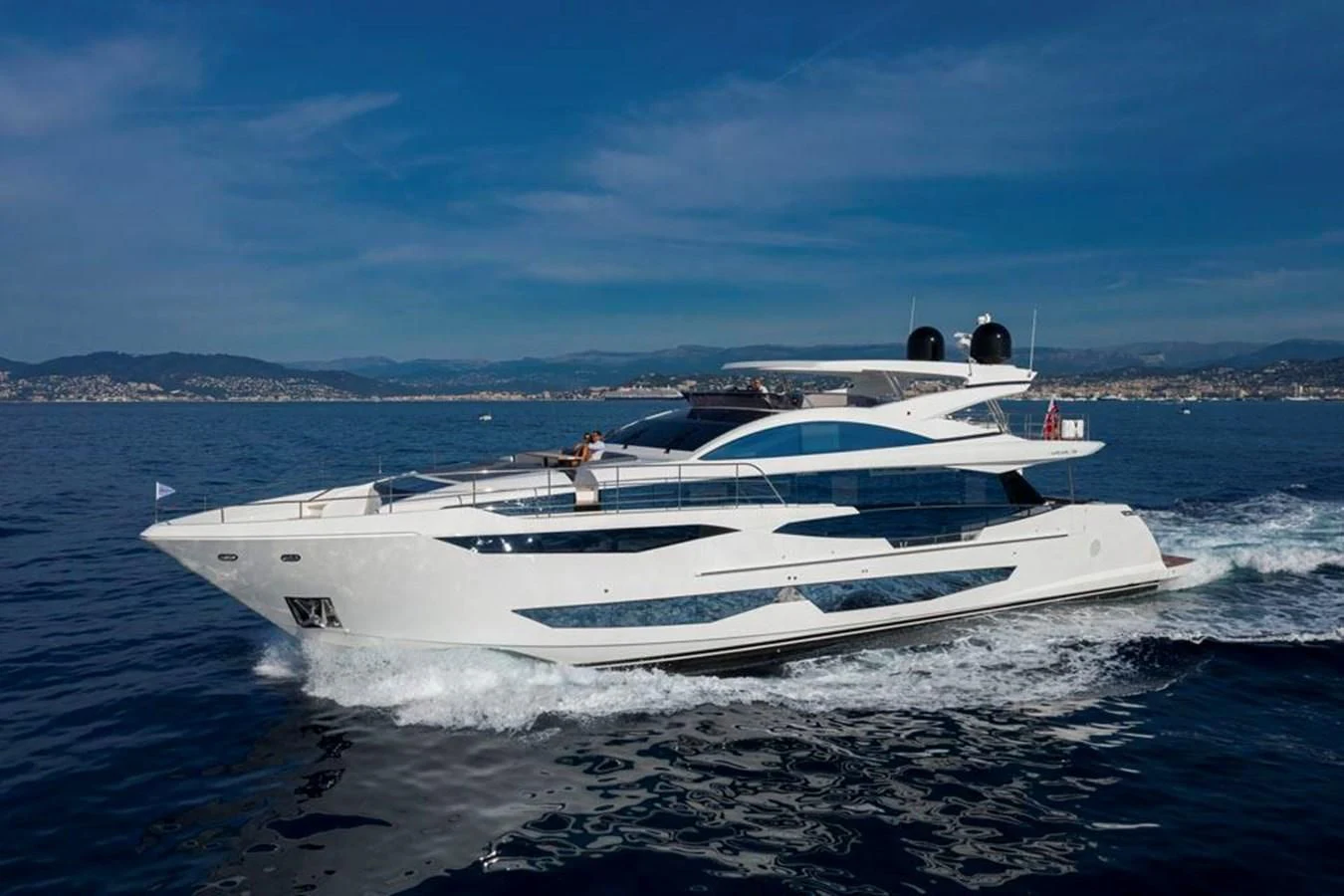 a white yacht on the water aboard PEARL Yacht for Sale