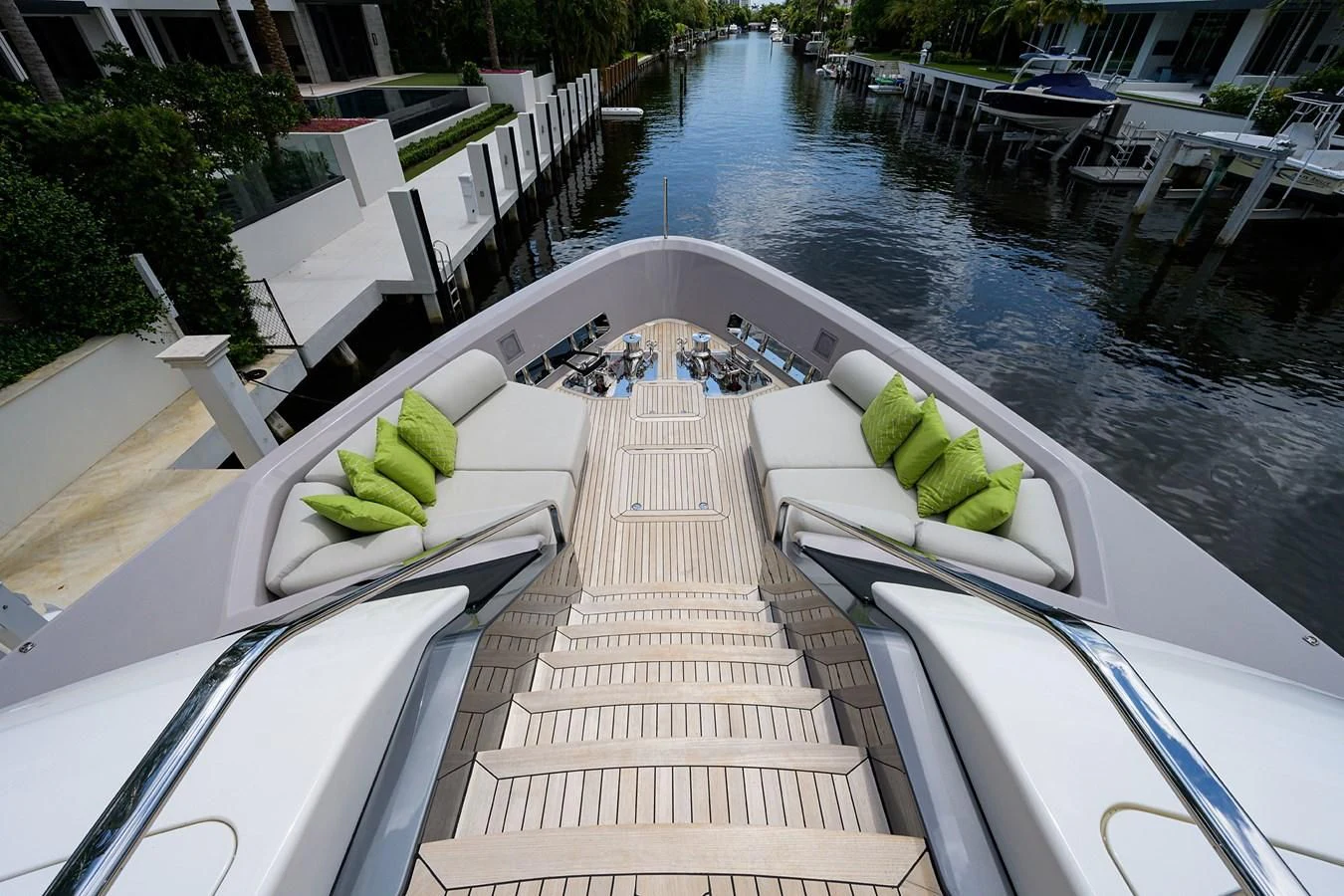 a boat with fruit on it aboard PEARL Yacht for Sale