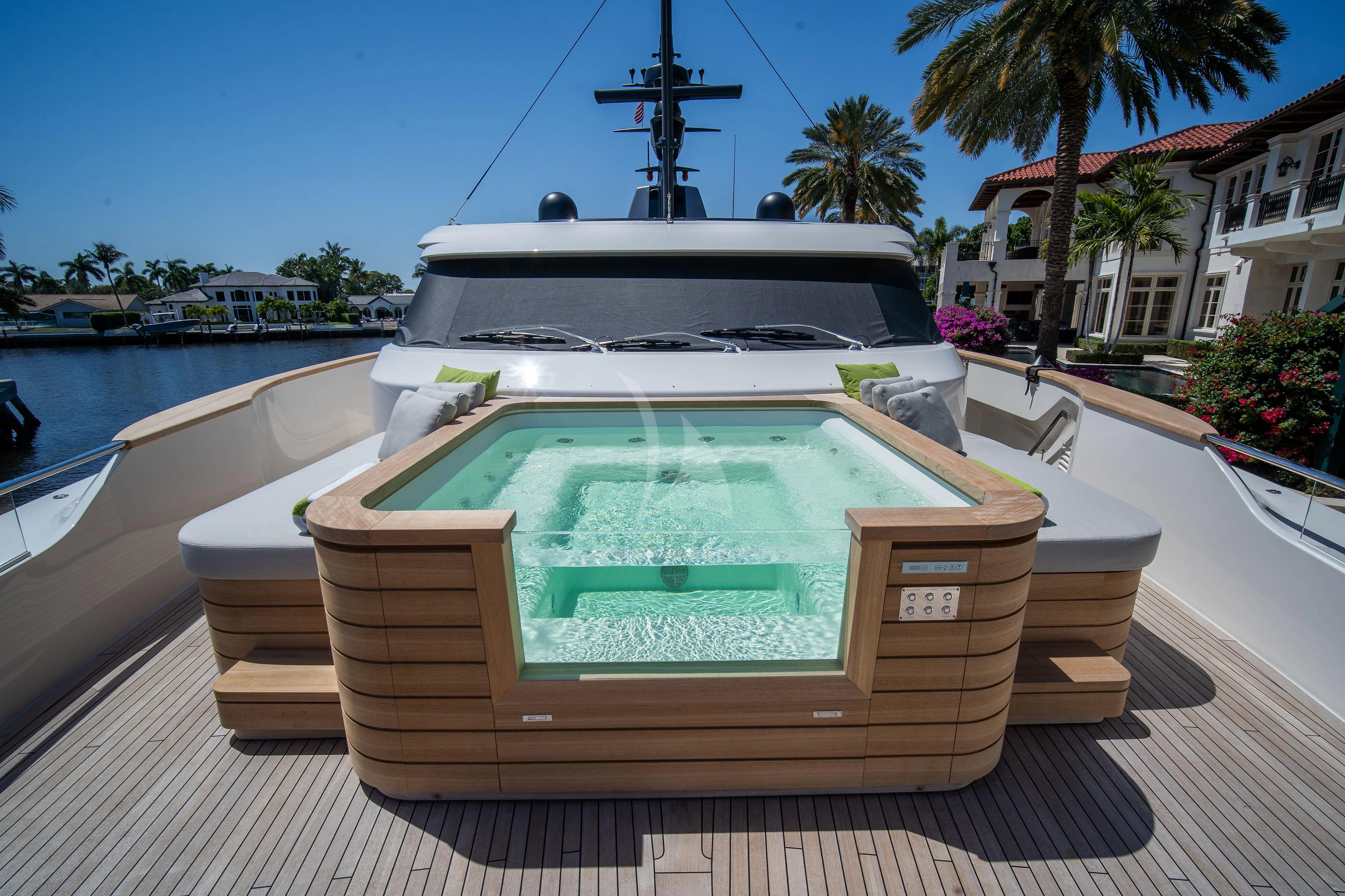 a boat on a dock aboard PEARL Yacht for Sale