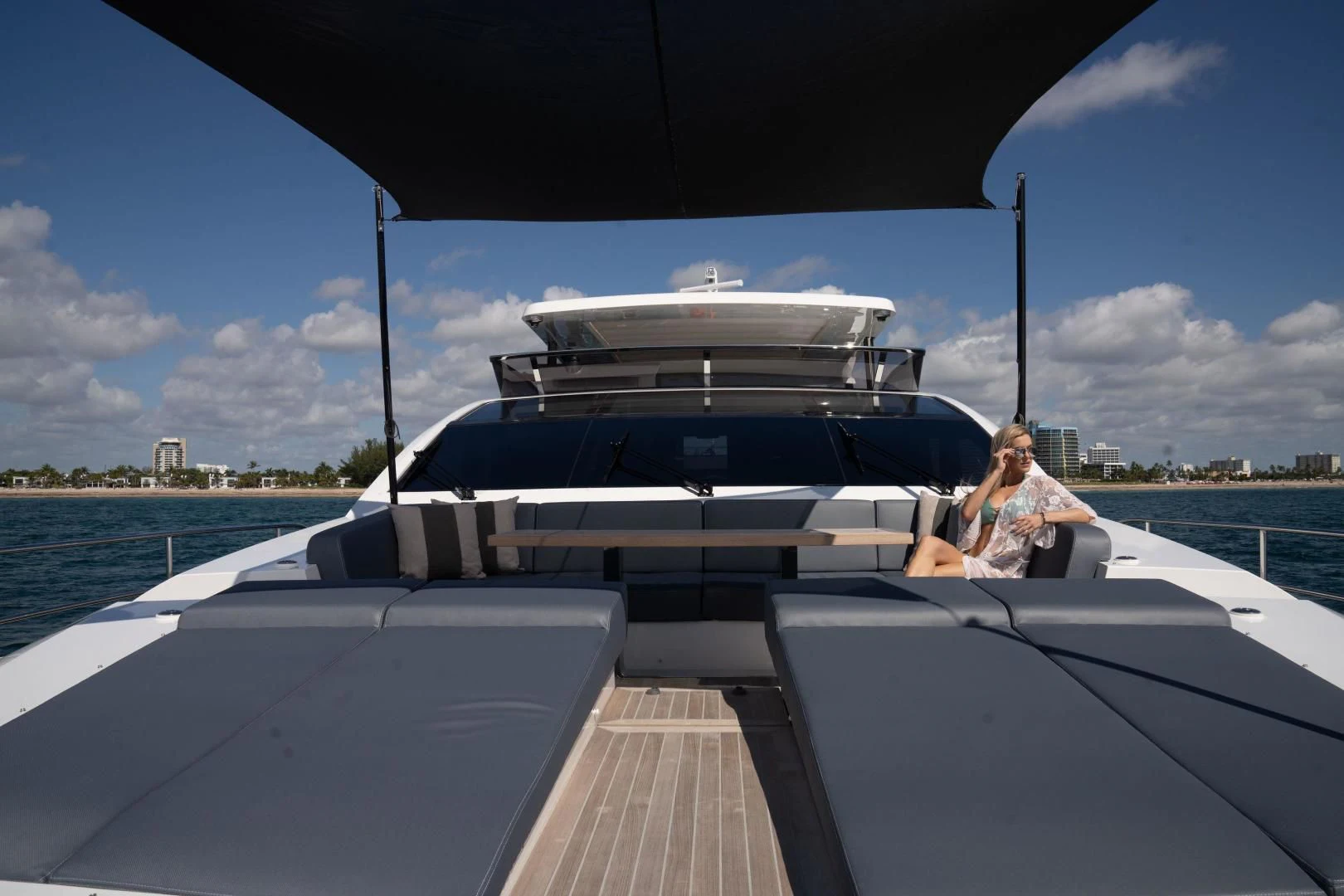 a person sitting on a boat aboard PEARL Yacht for Sale