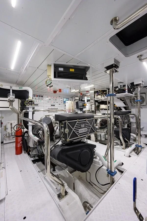 a room with machinery aboard PEARL Yacht for Sale