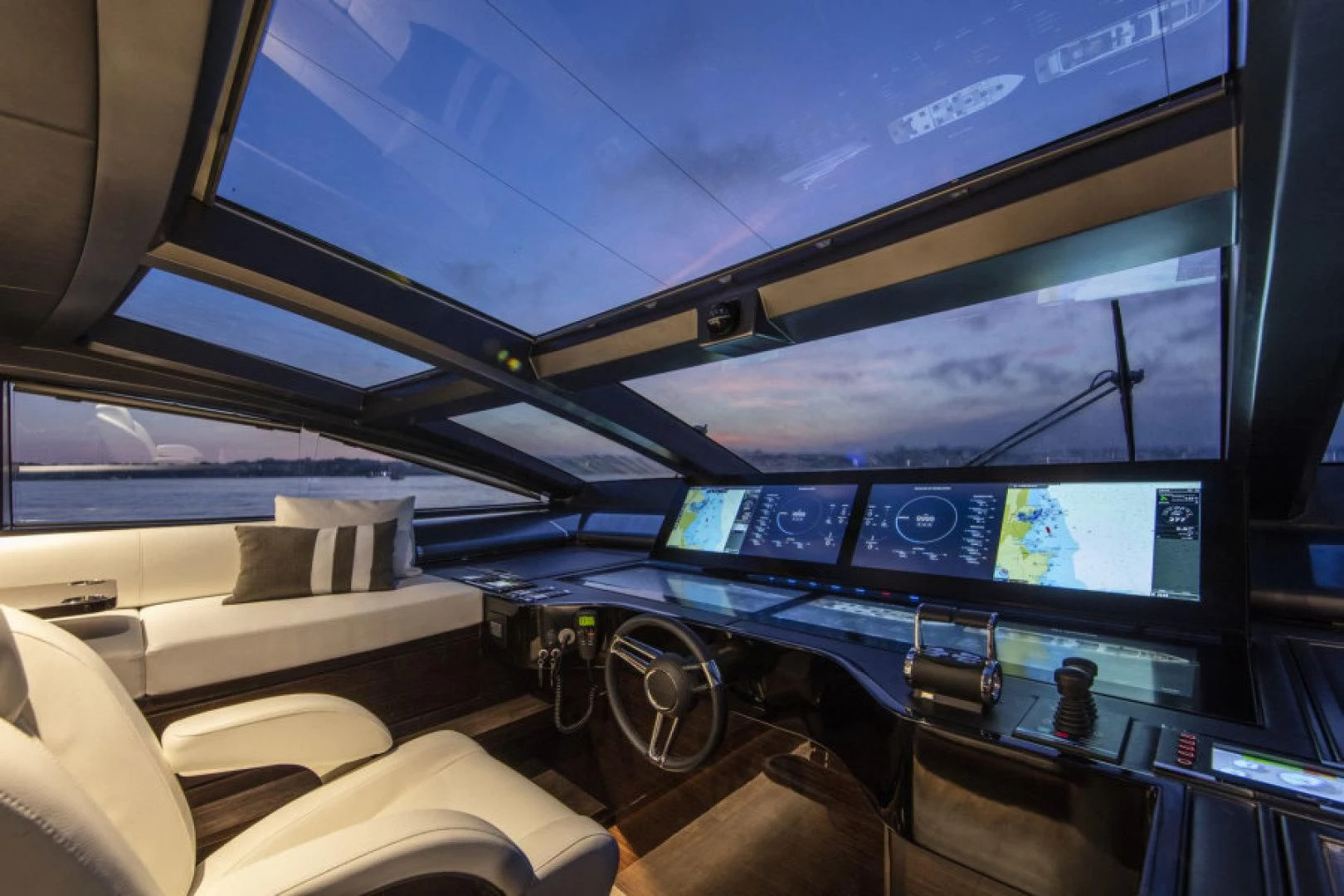 a room with a large screen aboard PEARL Yacht for Sale