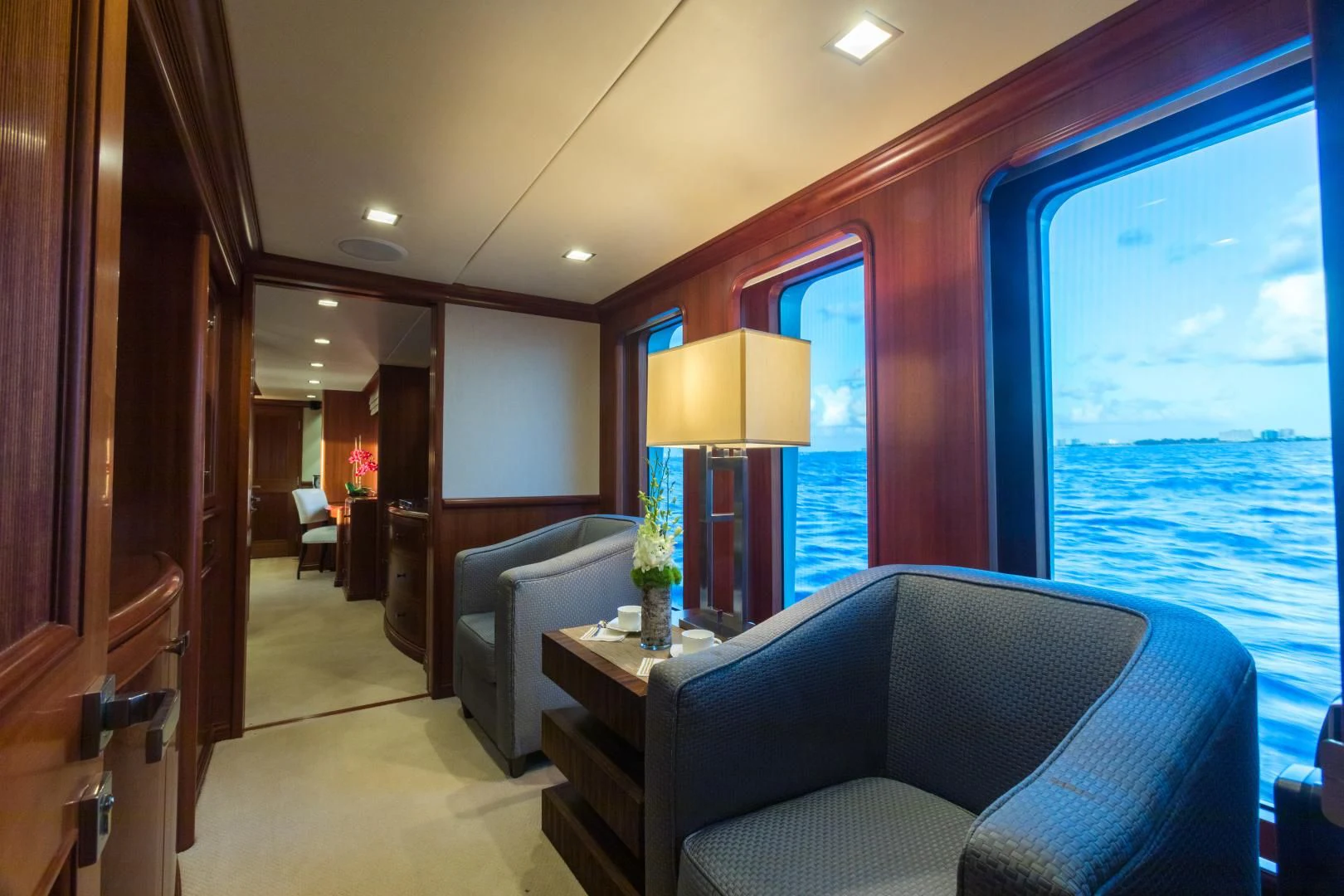 a room with a view of the ocean aboard MY AURORA Yacht for Sale