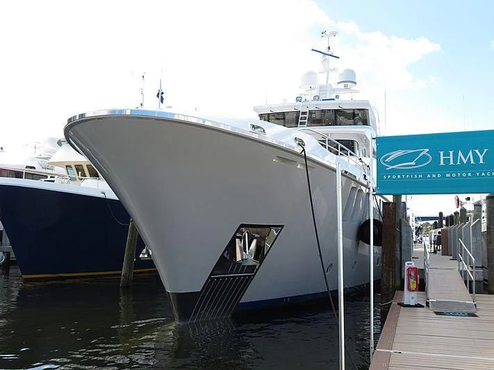 a couple of boats are parked at a dock aboard MY AURORA Yacht for Sale