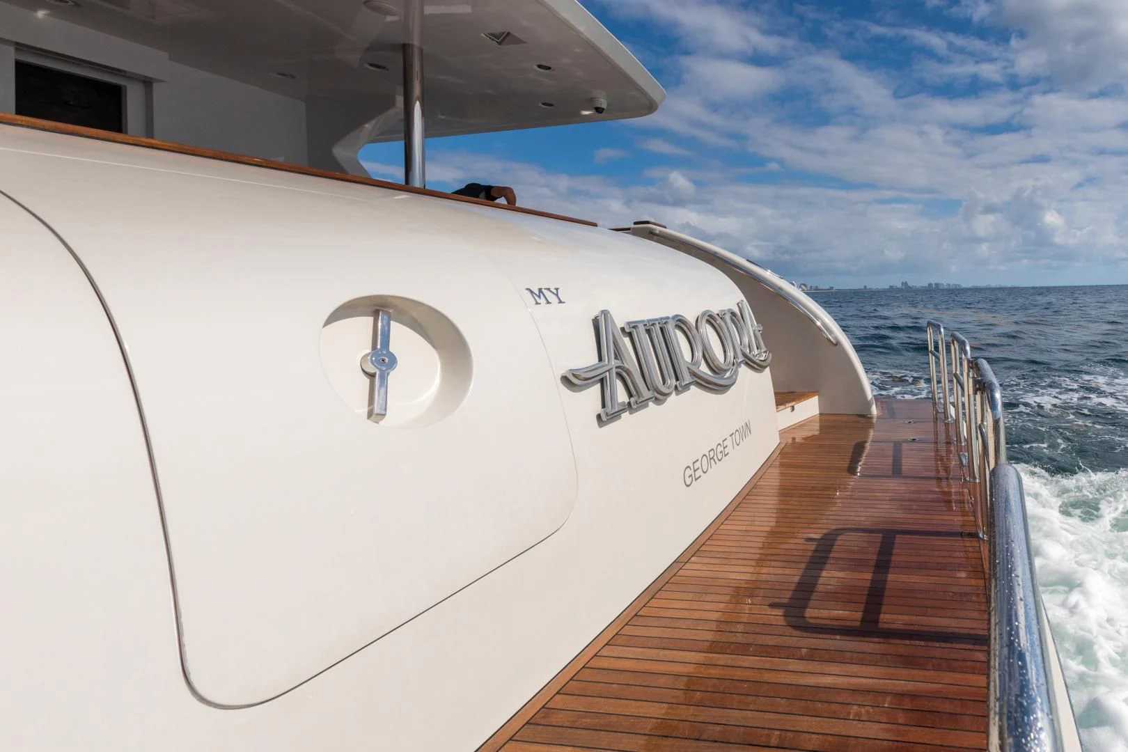 a boat on the water aboard MY AURORA Yacht for Sale