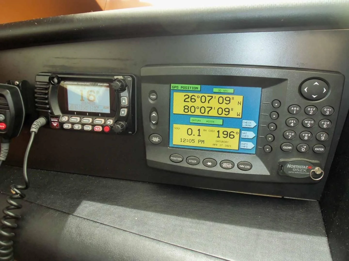a car radio with a digital display aboard OHANA Yacht for Sale