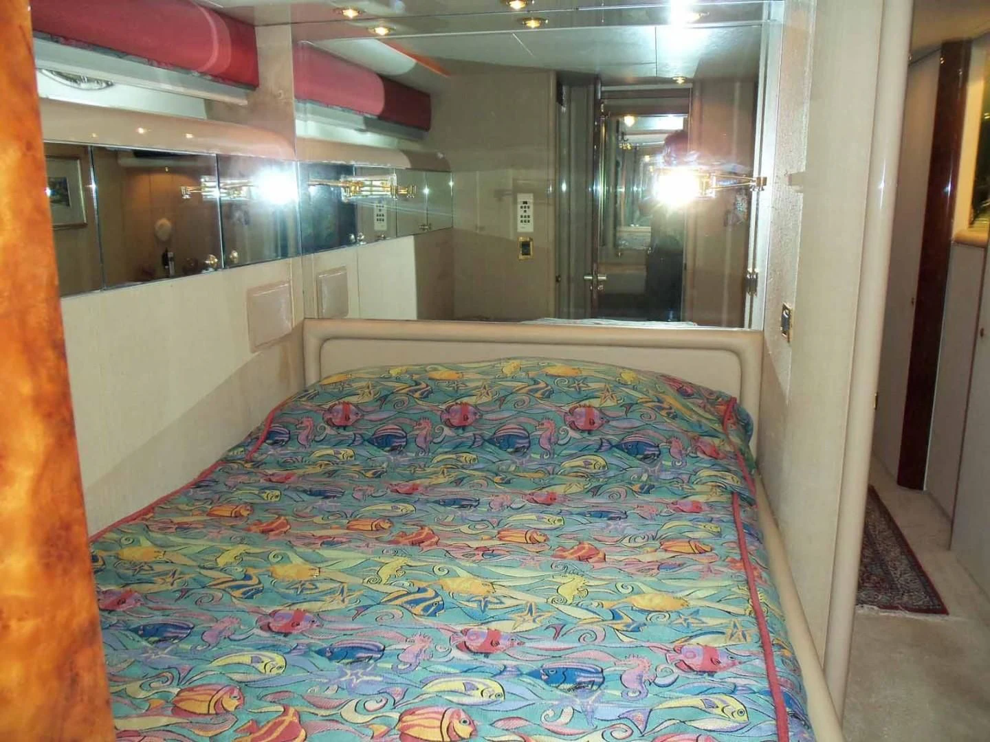 a bed in a room aboard OHANA Yacht for Sale