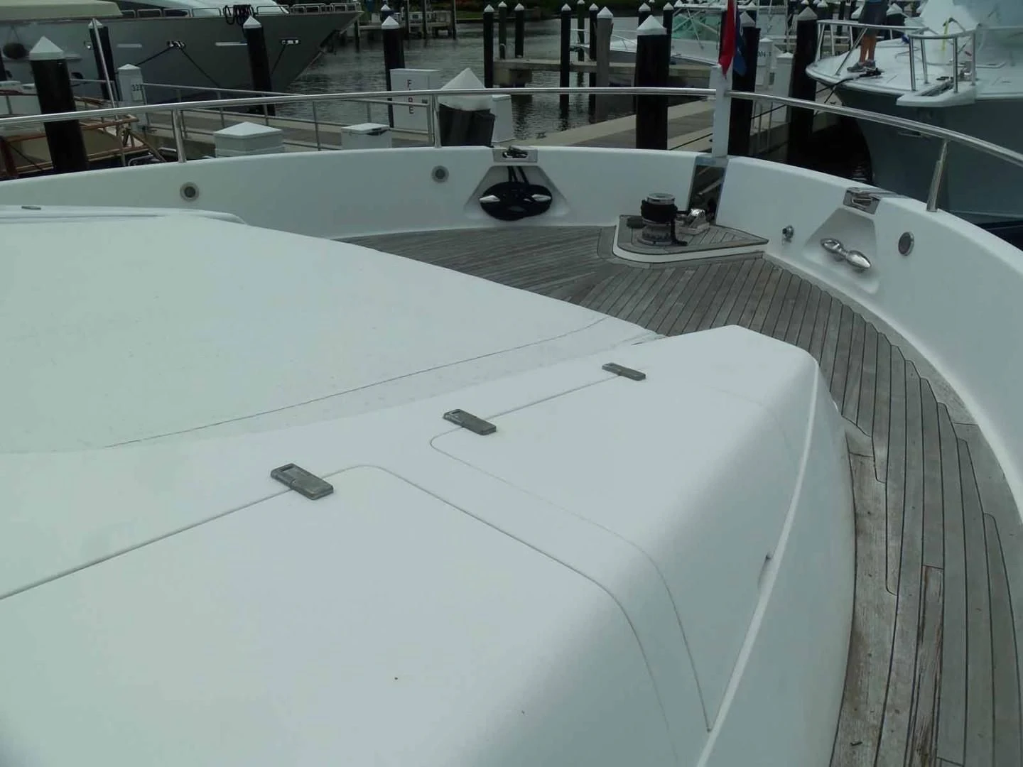 a white table with a black object on it aboard OHANA Yacht for Sale