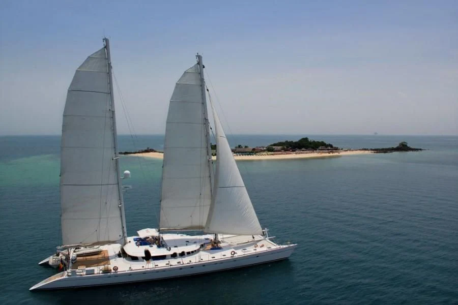 a sailboat on the water aboard DOUCE FRANCE Yacht for Sale