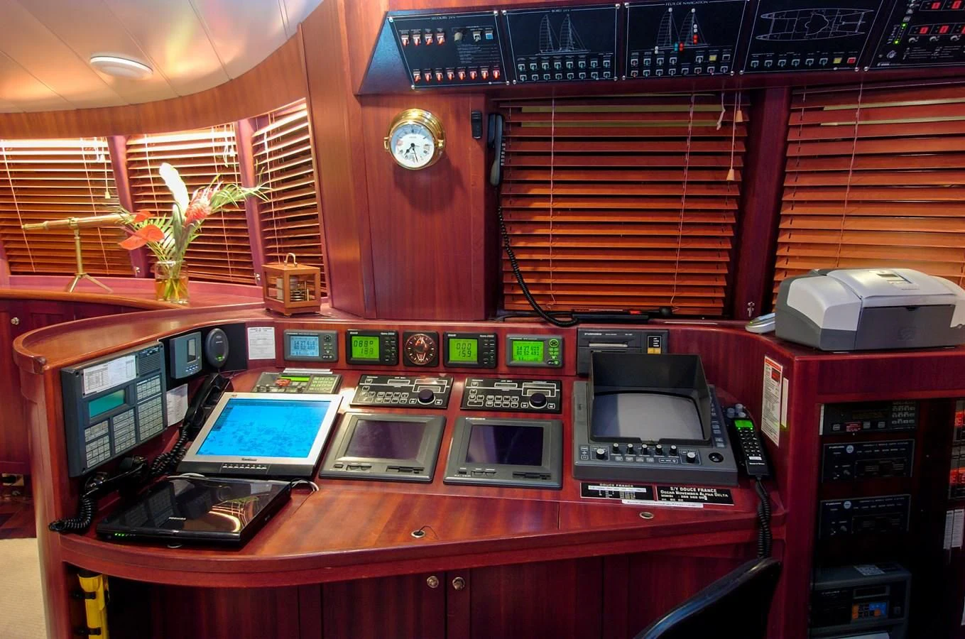 a room with computers and printer aboard DOUCE FRANCE Yacht for Sale