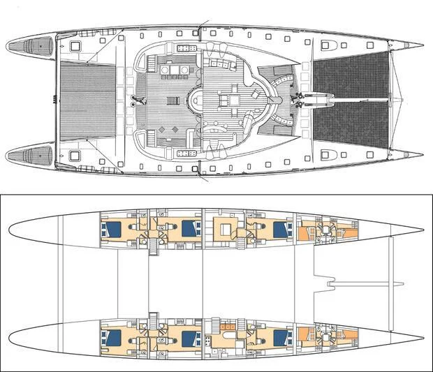 diagram, engineering drawing aboard DOUCE FRANCE Yacht for Sale