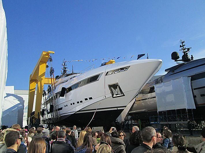 a crowd of people standing next to a plane aboard PARAM JAMUNA IV Yacht for Sale