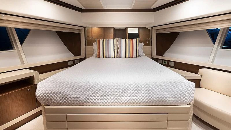 a bed in a room aboard HOYA SAXA Yacht for Sale