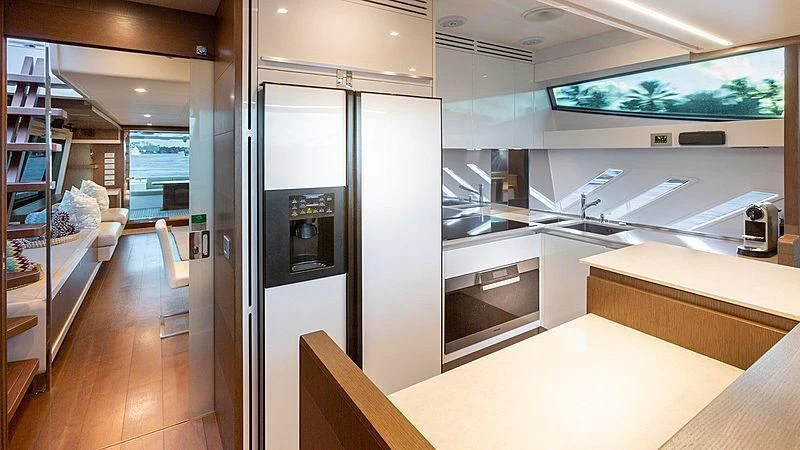 a room with a large glass door aboard HOYA SAXA Yacht for Sale