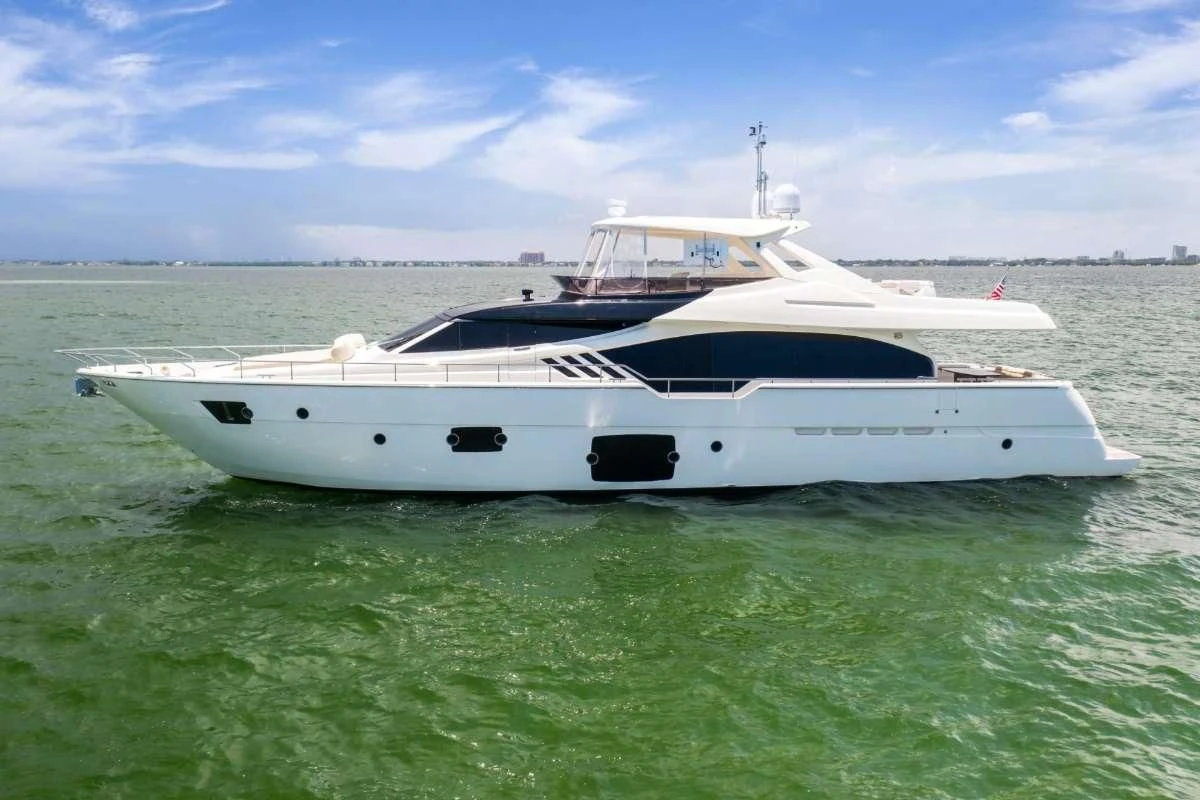 a white boat in the water aboard HOYA SAXA Yacht for Sale