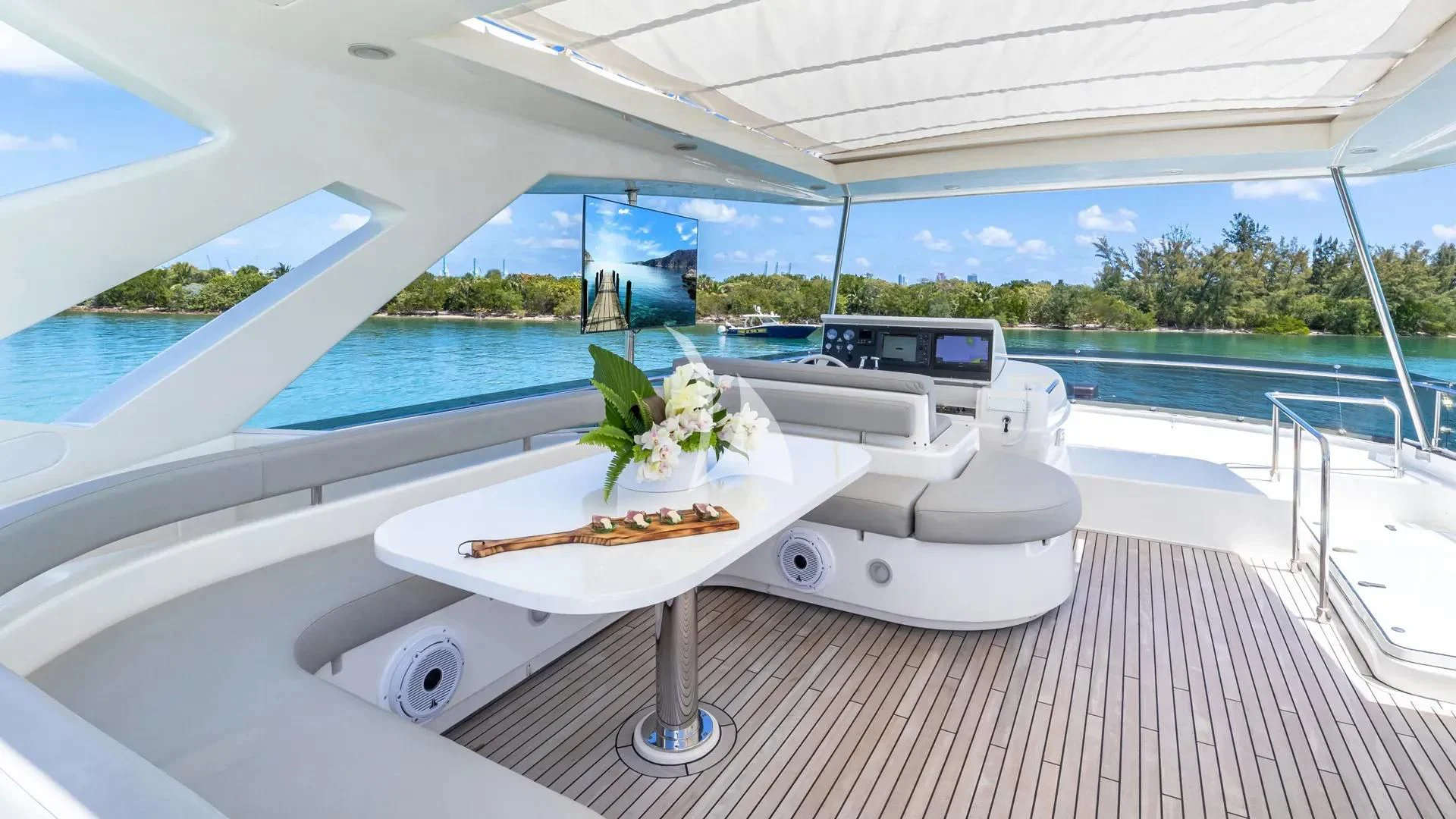 a table with food on it aboard HOYA SAXA Yacht for Sale