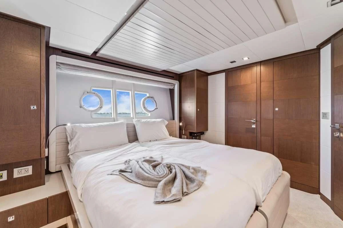 a bed in a room aboard HOYA SAXA Yacht for Sale
