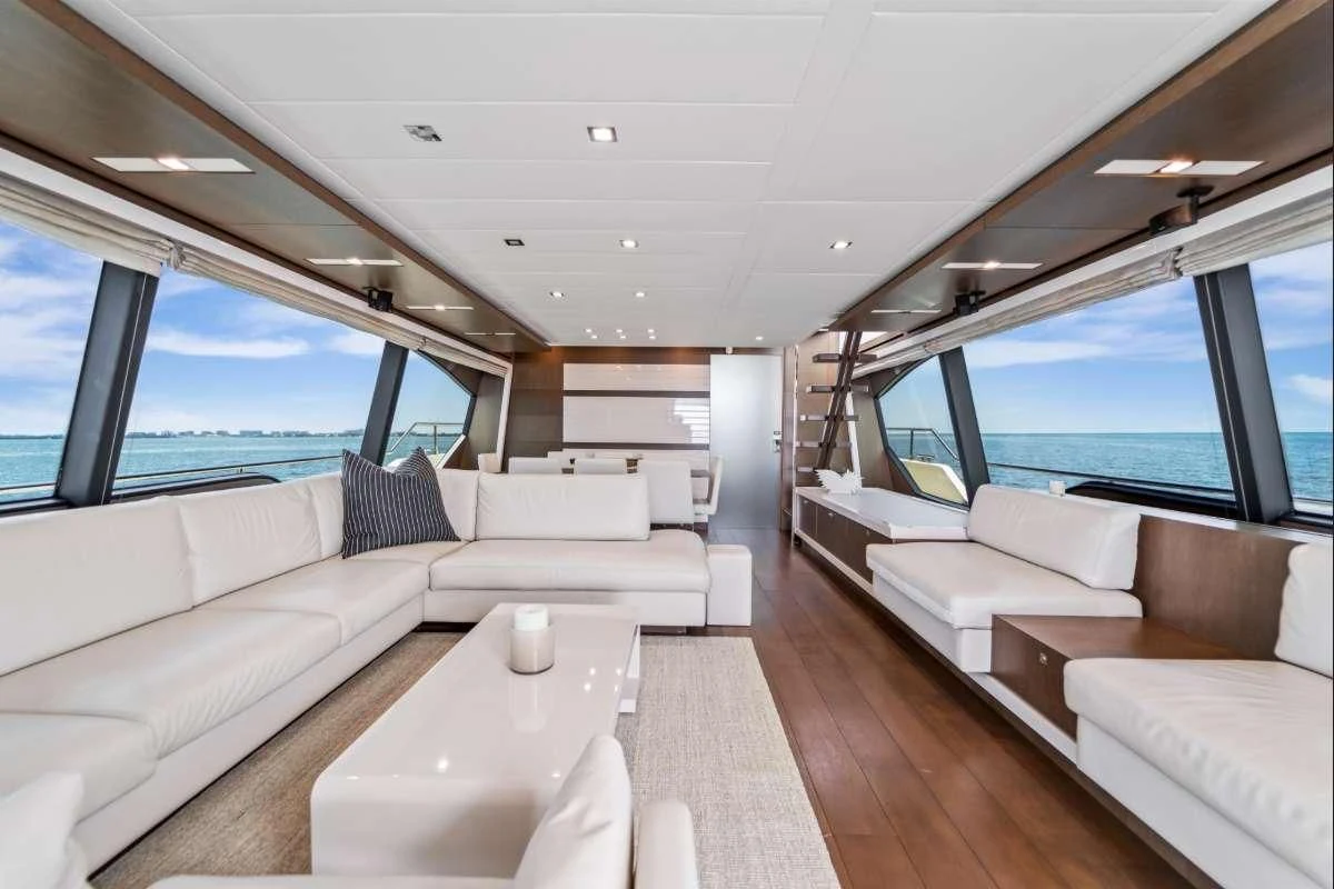 inside of a car aboard HOYA SAXA Yacht for Sale