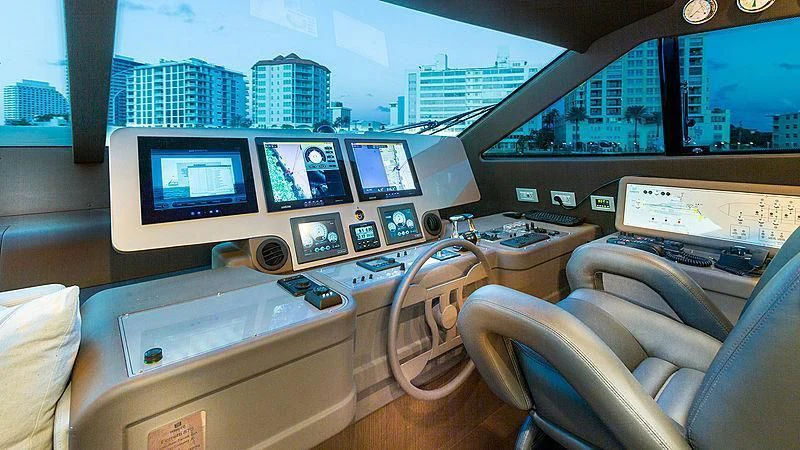 inside of a car with computers aboard HOYA SAXA Yacht for Sale