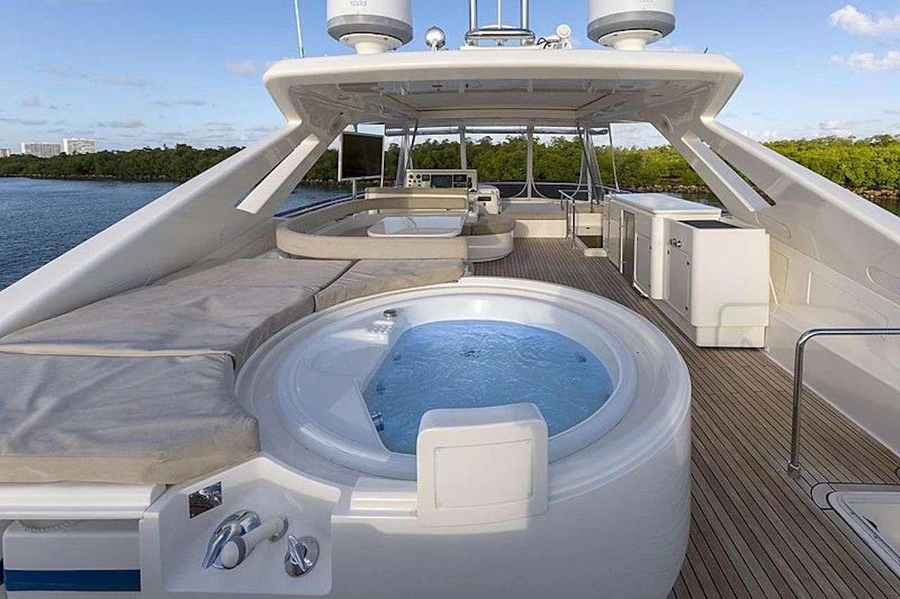 a large white boat with a pool aboard HOYA SAXA Yacht for Sale