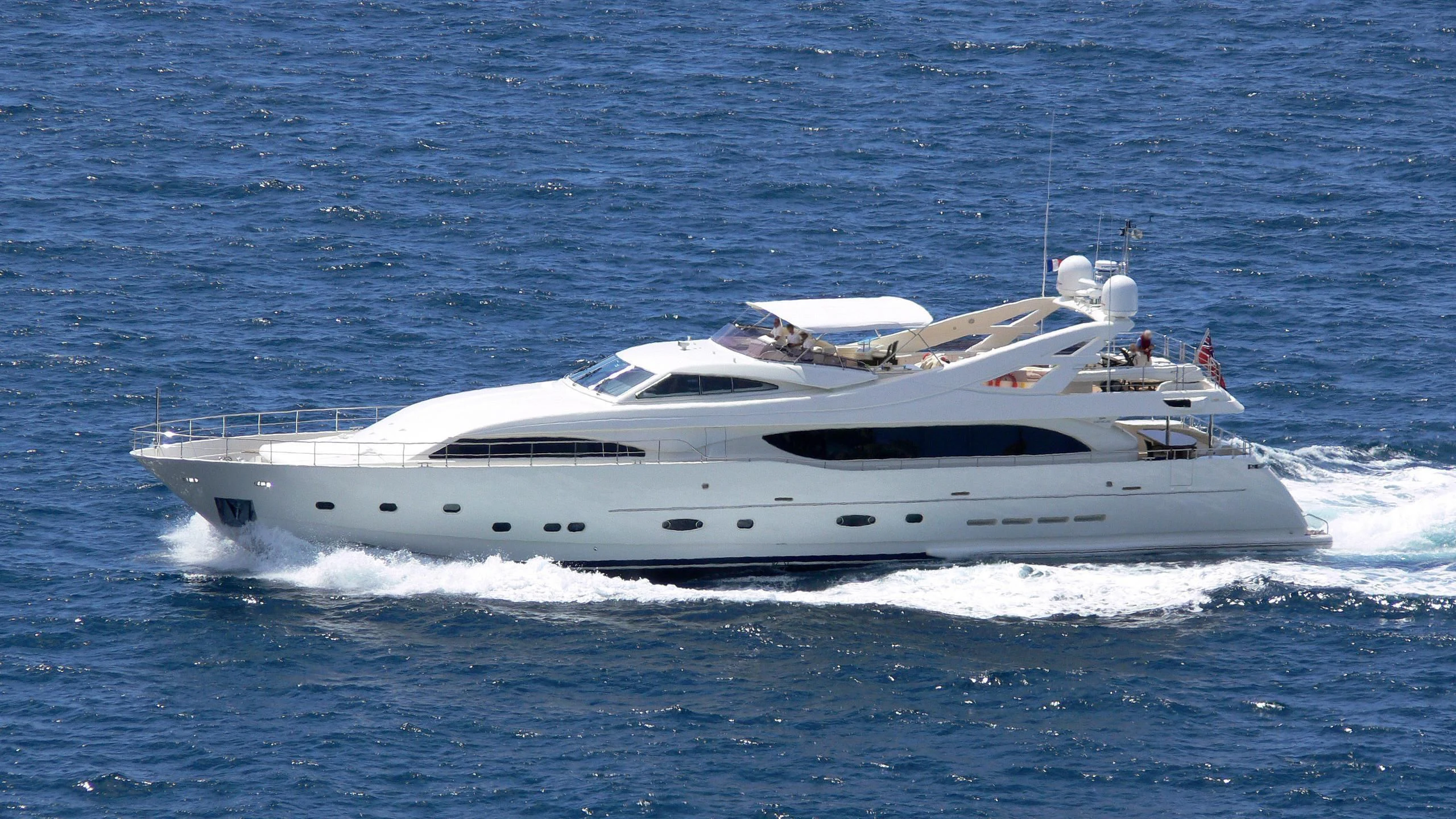 a white yacht in the water aboard GAZOU Yacht for Sale
