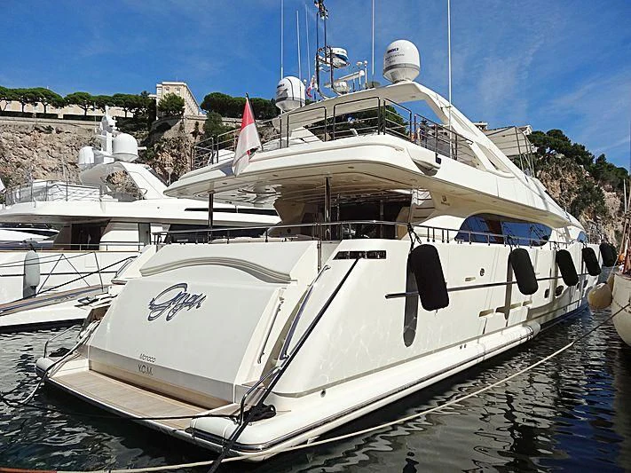 a boat in a harbor aboard GAZOU Yacht for Sale