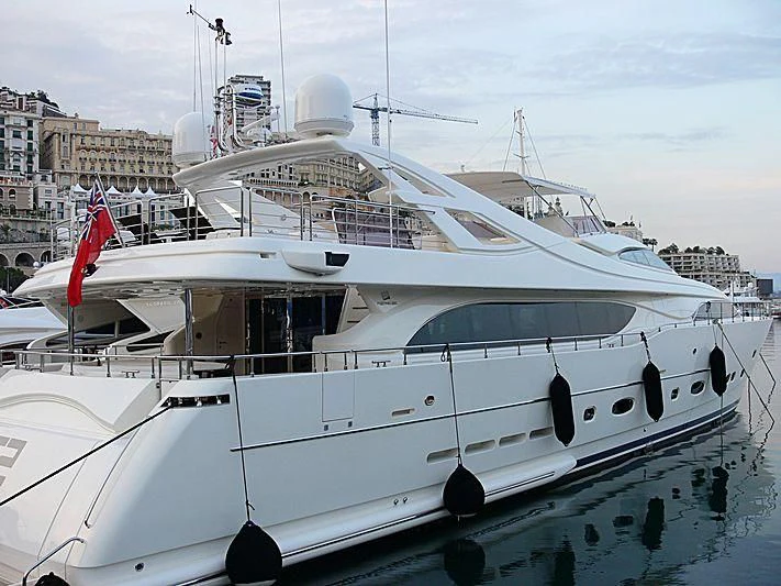 a large white boat in the water aboard GAZOU Yacht for Sale