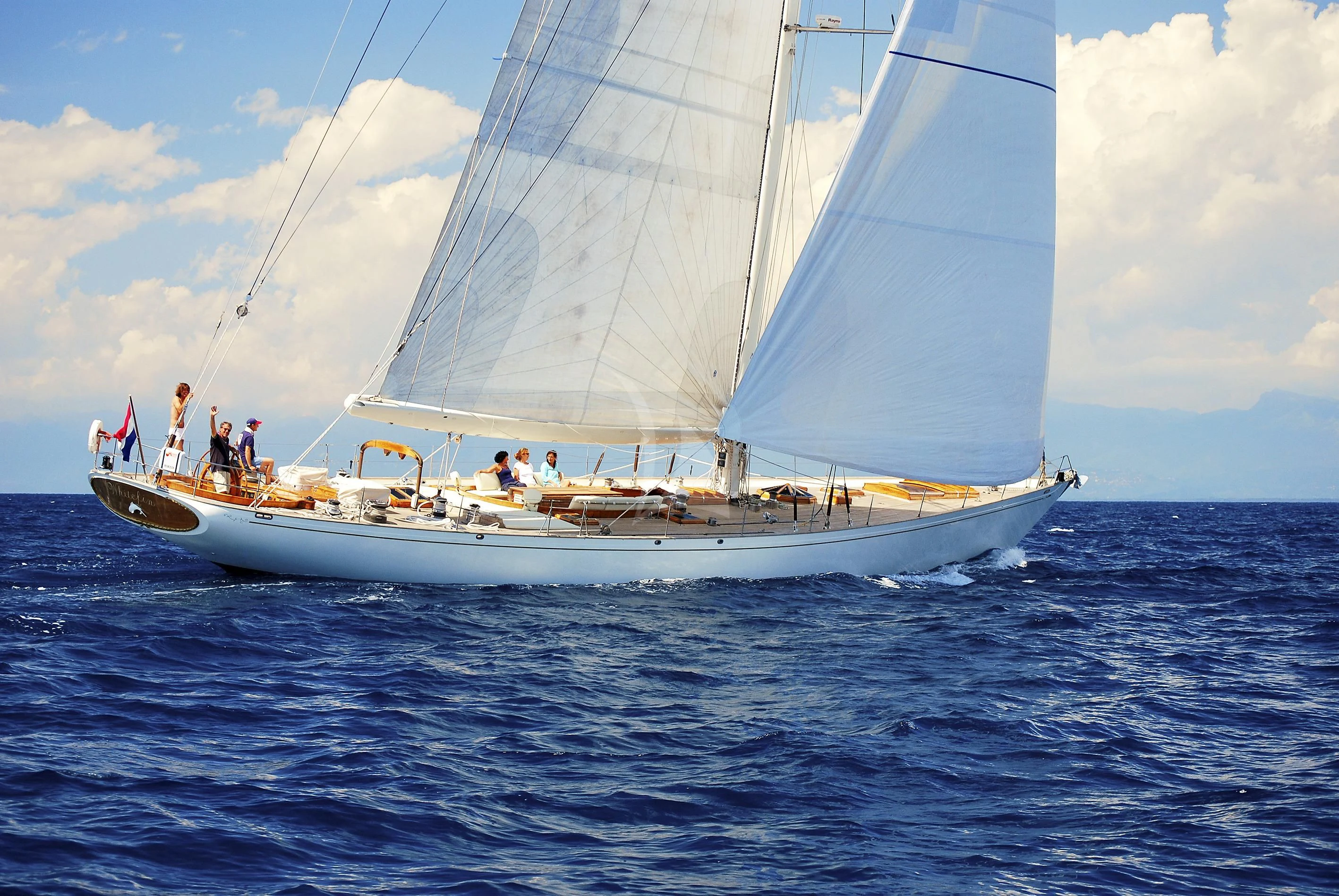 a sailboat on the water aboard WHITEFIN Yacht for Sale