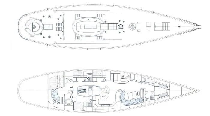 diagram, engineering drawing aboard WHITEFIN Yacht for Sale