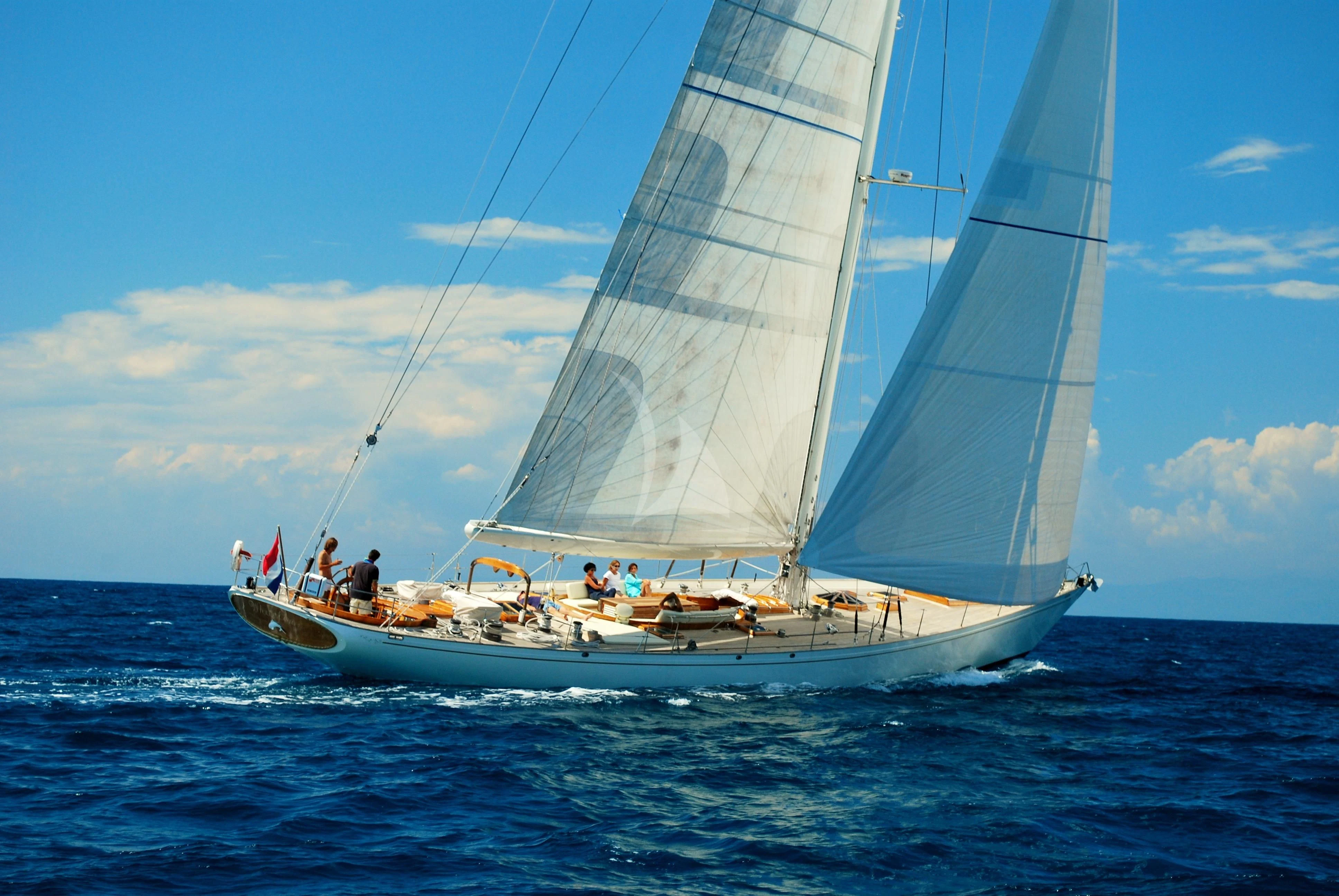 a sailboat on the water aboard WHITEFIN Yacht for Sale