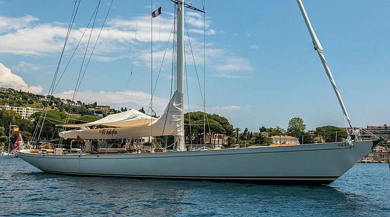 a large boat in the water aboard WHITEFIN Yacht for Sale