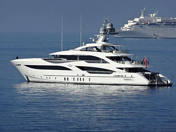 a white yacht in the water aboard GALVAS Yacht for Sale