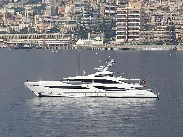 a white boat on the water aboard GALVAS Yacht for Sale