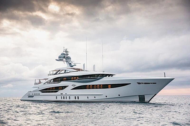 a white yacht in the water aboard GALVAS Yacht for Sale