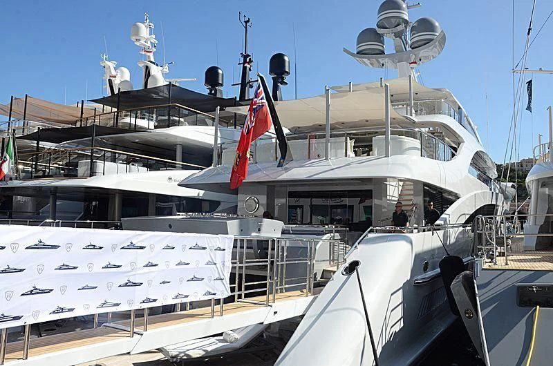 a boat with a flag on the front aboard GALVAS Yacht for Sale