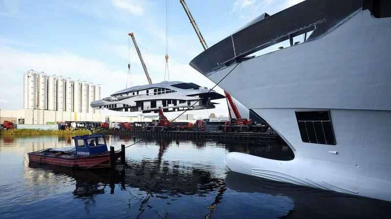 boats docked at a pier aboard GALVAS Yacht for Sale