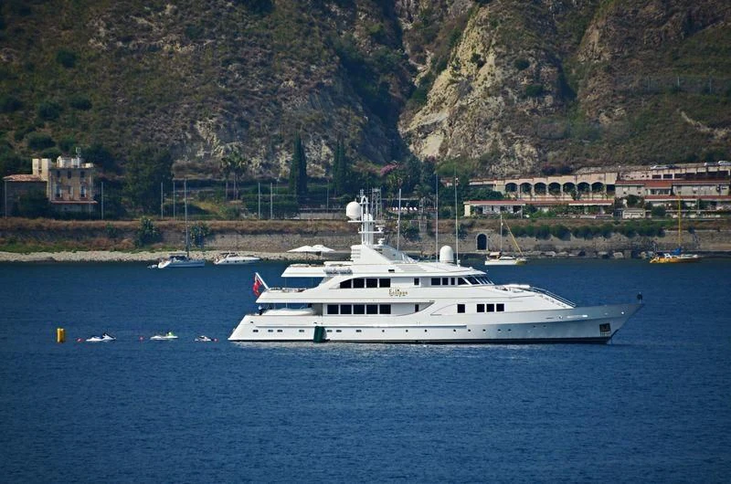a large white boat in the water aboard LORETTA Yacht for Sale