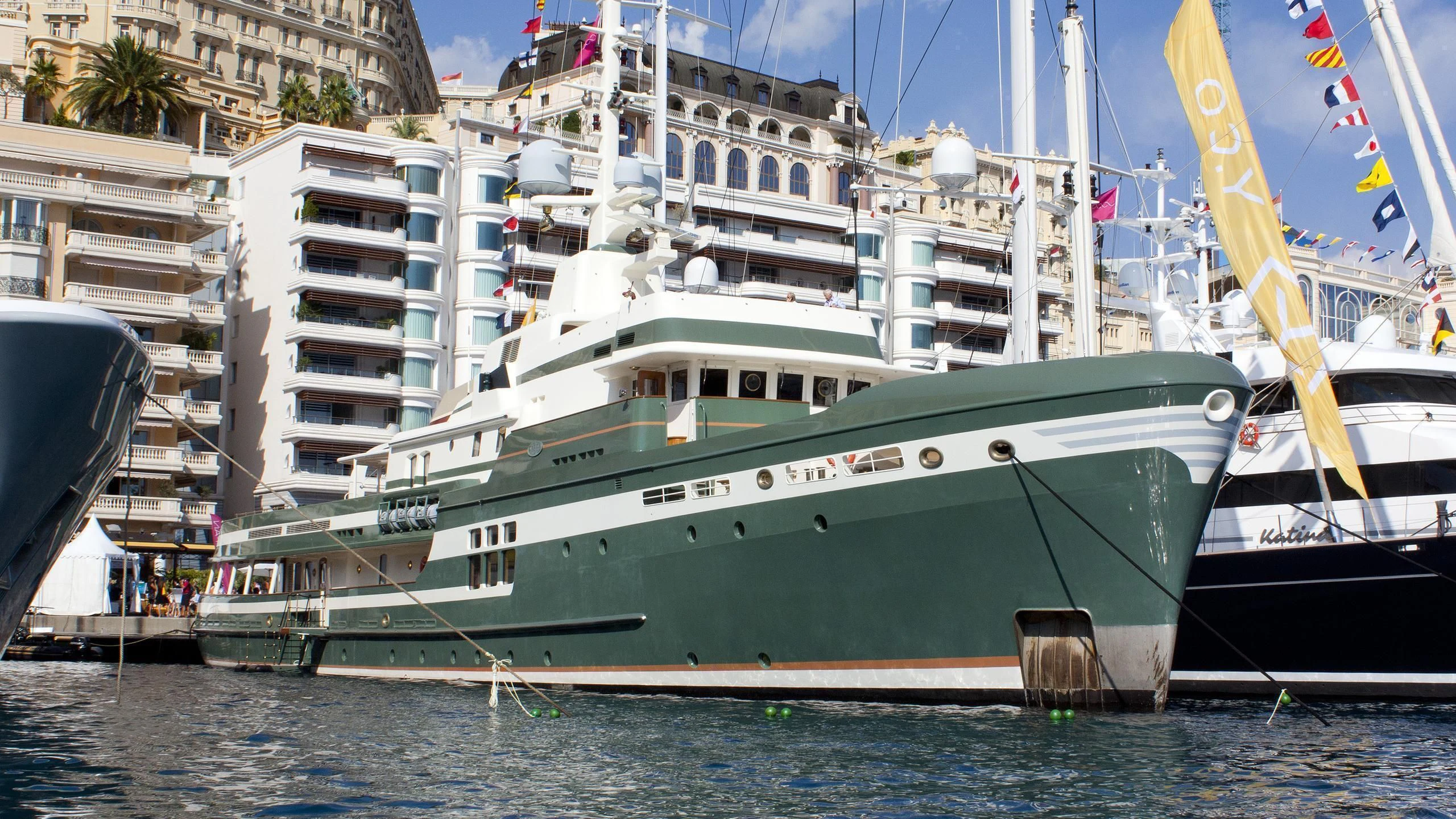 a large white boat in the water aboard STEEL Yacht for Sale
