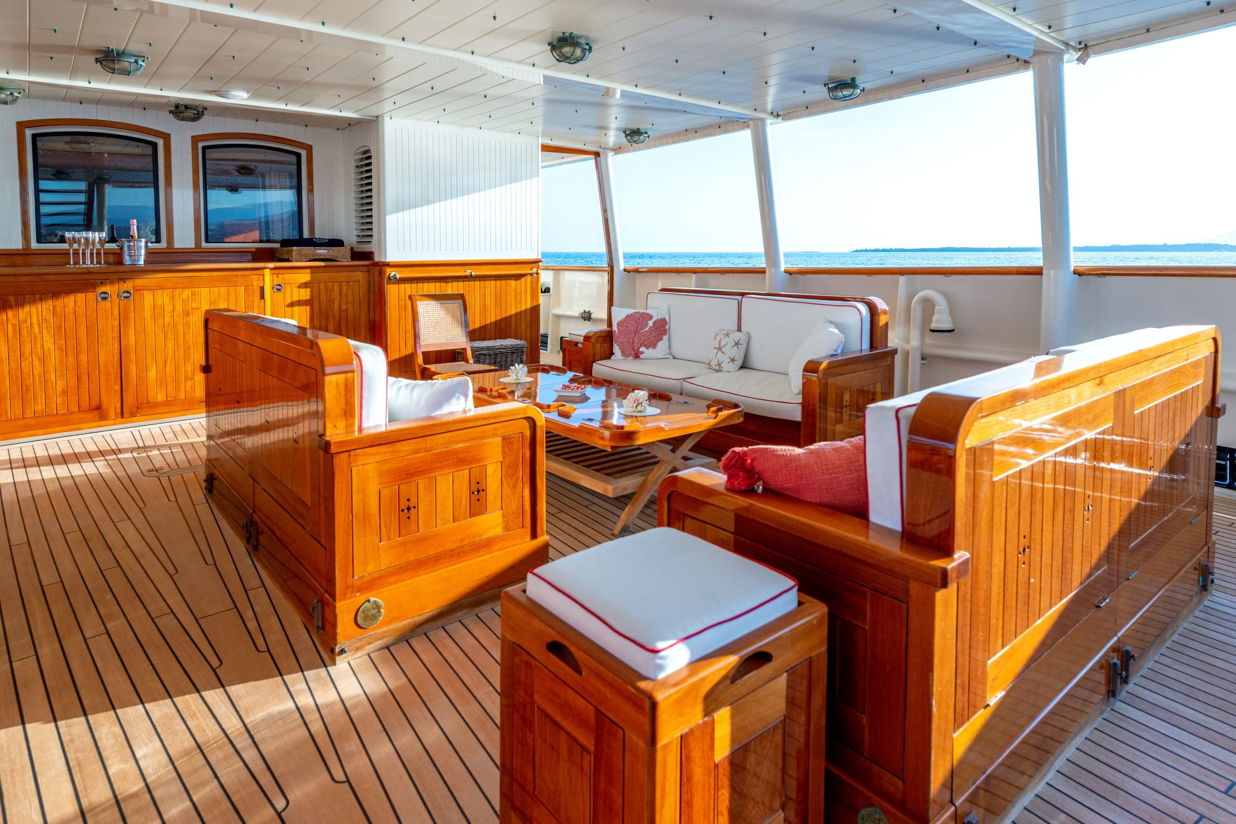 a room with a bed and a desk aboard STEEL Yacht for Sale