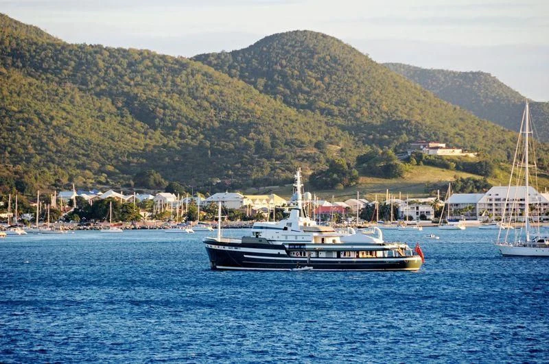 a boat in the water aboard STEEL Yacht for Sale