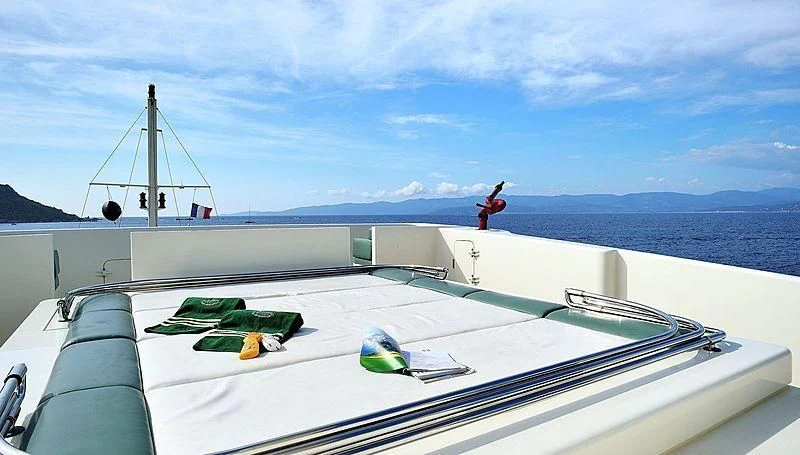 a person on a boat aboard STEEL Yacht for Sale