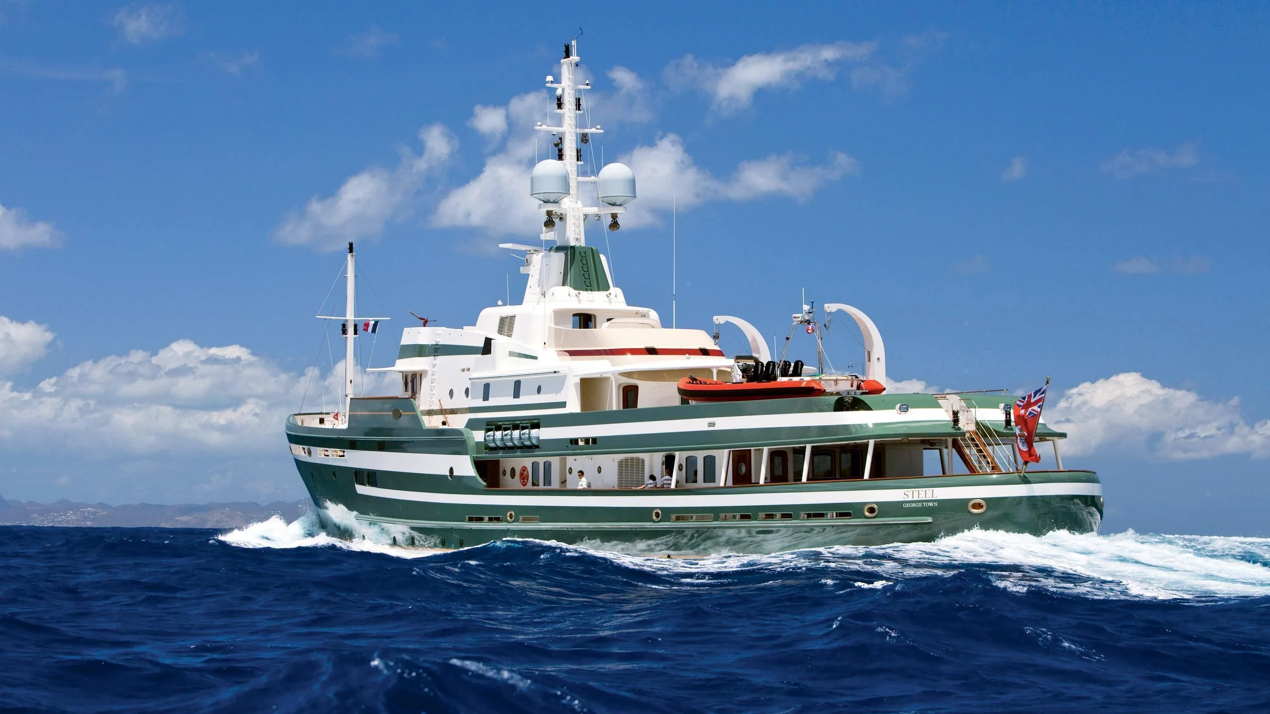a boat on the water aboard STEEL Yacht for Sale