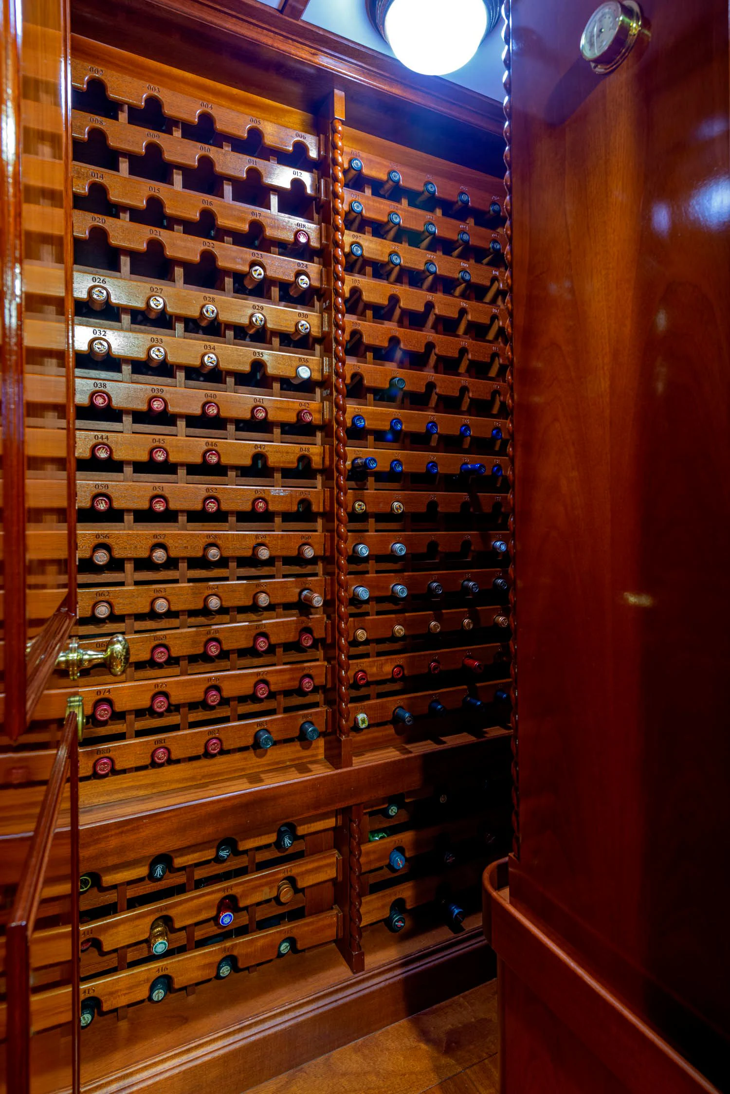 a large room with many cabinets aboard STEEL Yacht for Sale