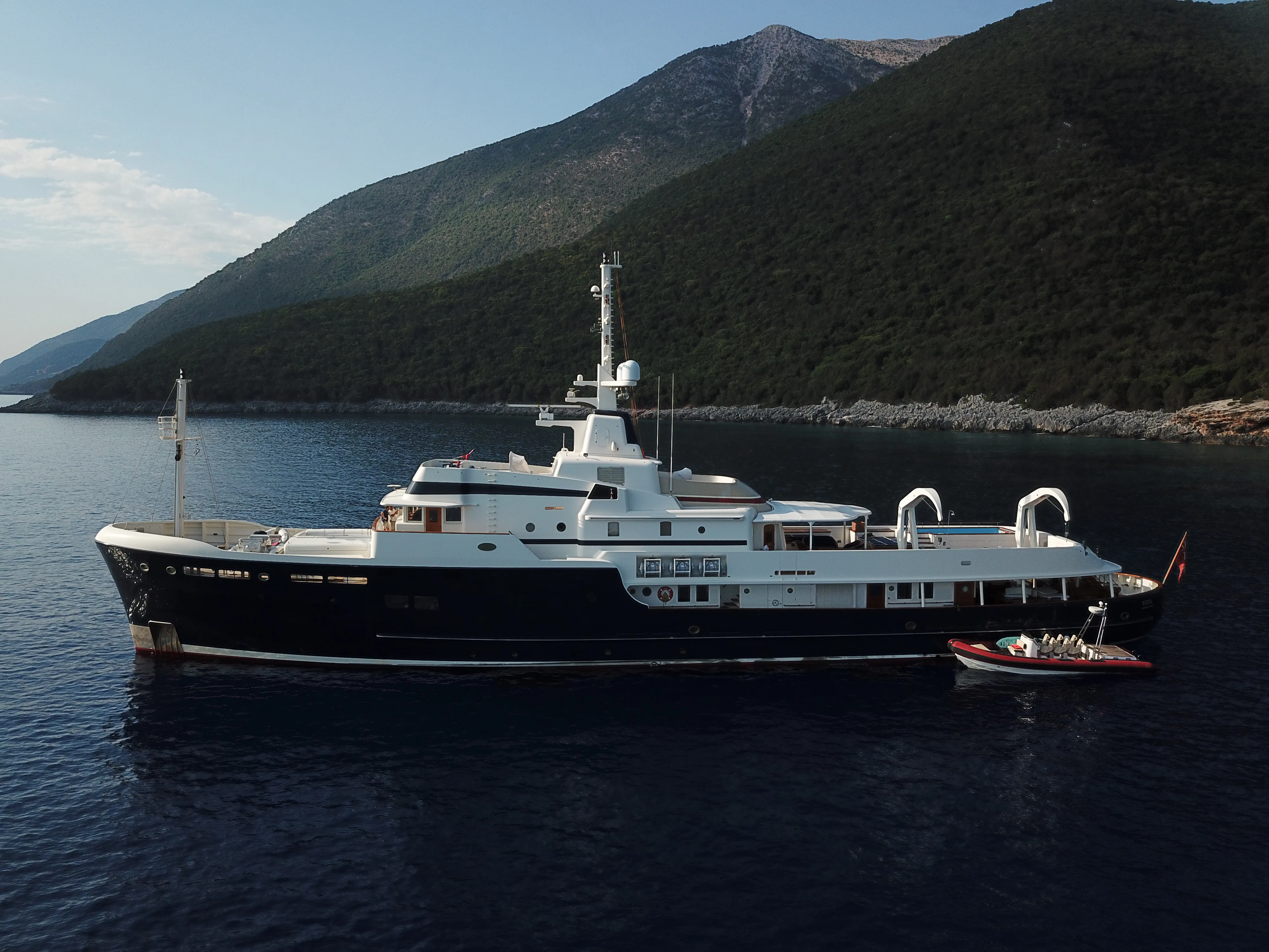 a boat on the water aboard STEEL Yacht for Sale