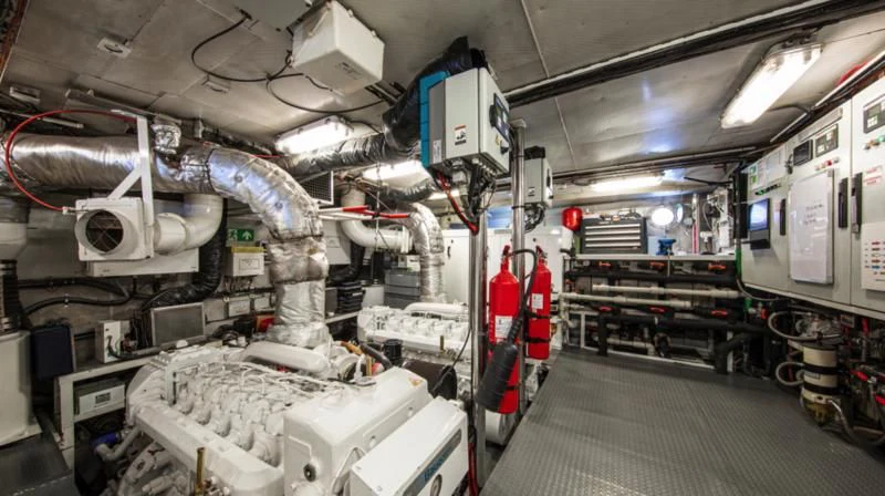 a room with machinery and equipment aboard SANTA MARIA Yacht for Sale