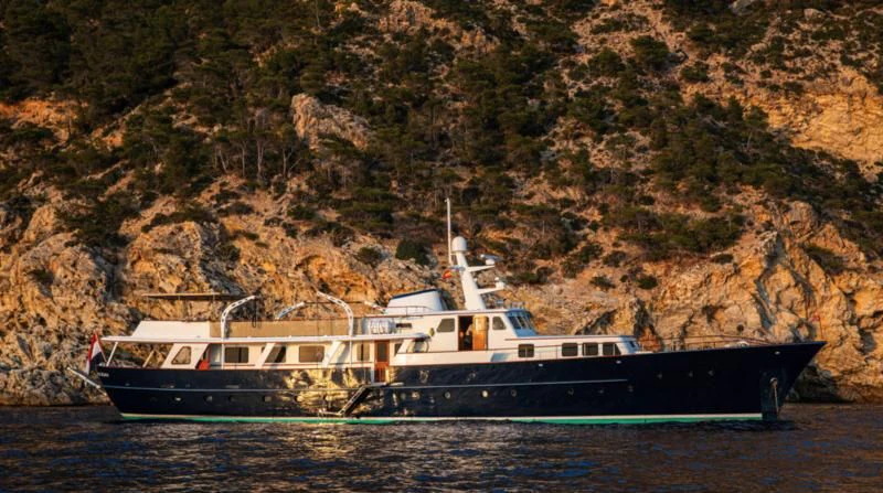 a boat in the water aboard SANTA MARIA Yacht for Sale