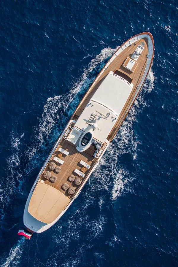 a wooden ship in the water aboard SANTA MARIA Yacht for Sale